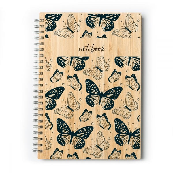 Bloc de notas diseño con mariposas